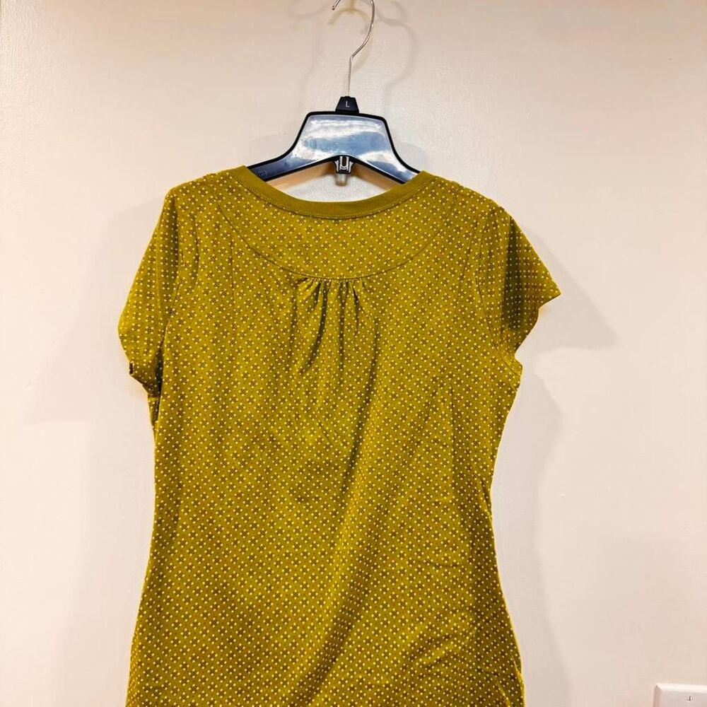 Y2K Green Brown polka dot button baby doll top Large romantic Henley Gilmore - Picture 5 of 6